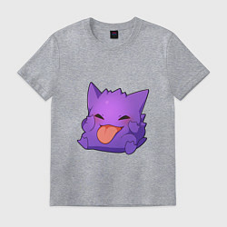 Футболка хлопковая мужская Монстрик показывает язык, цвет: меланж