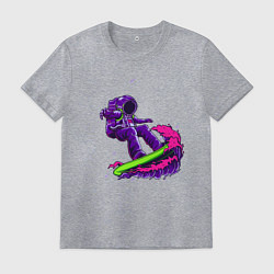 Футболка хлопковая мужская Астронавт серфер, цвет: меланж