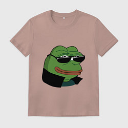 Футболка хлопковая мужская Pepe в очках EZ, цвет: пыльно-розовый