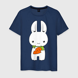 Футболка хлопковая мужская Зайчик с морковкой, цвет: тёмно-синий