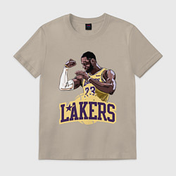 Футболка хлопковая мужская LeBron - Lakers, цвет: миндальный
