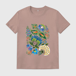 Футболка хлопковая мужская Славянский орнамент, цвет: пыльно-розовый