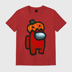 Футболка хлопковая мужская HALLOWEEN IS AMONG US, цвет: красный