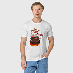 Футболка хлопковая мужская Genshin Impact Paimon food, цвет: белый — фото 2