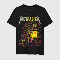 Футболка хлопковая мужская Metallica - скелет со свечой, цвет: черный