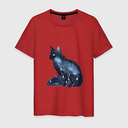 Футболка хлопковая мужская Космический кот, цвет: красный
