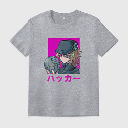 Футболка хлопковая мужская Хакер, цвет: меланж