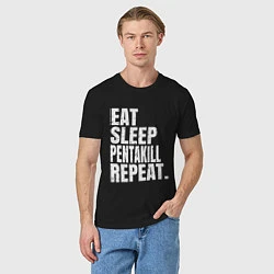 Футболка хлопковая мужская EAT SLEEP PENTAKILL REPEAT, цвет: черный — фото 2