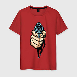 Футболка хлопковая мужская Рука с пистолетом, цвет: красный