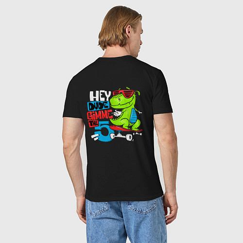 Мужская футболка Dino hipster / Черный – фото 4