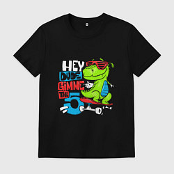 Футболка хлопковая мужская Dino hipster, цвет: черный