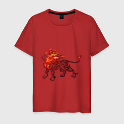Футболка хлопковая мужская Огненный лев, цвет: красный
