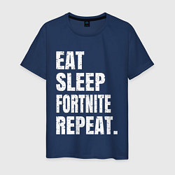 Футболка хлопковая мужская EAT SLEEP FORTNITE REPEAT, цвет: тёмно-синий