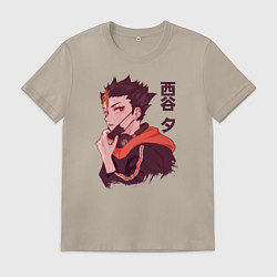 Футболка хлопковая мужская Нишиноя Ю, цвет: миндальный