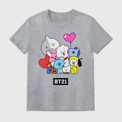Футболка хлопковая мужская BT21, цвет: меланж