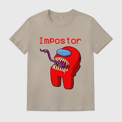 Футболка хлопковая мужская AMONG US - IMPOSTOR, цвет: миндальный