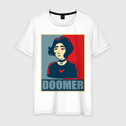 Футболка хлопковая мужская Doomer girl, цвет: белый