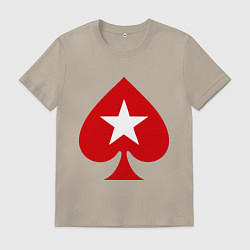 Футболка хлопковая мужская Покер Пики Poker Stars, цвет: миндальный