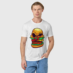 Футболка хлопковая мужская Голодный бургер, цвет: белый — фото 2
