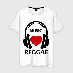 Футболка хлопковая мужская Reggae Music is Love, цвет: белый