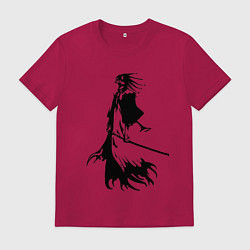 Футболка хлопковая мужская Кенпачи капитан одиннадцатого отряда из аниме блич, цвет: маджента