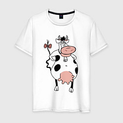 Футболка хлопковая мужская Смешная корова, цвет: белый
