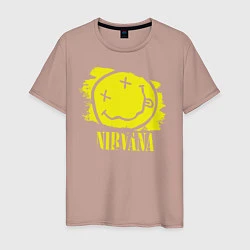 Футболка хлопковая мужская Nirvana Smile, цвет: пыльно-розовый