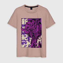 Футболка хлопковая мужская Evangelion Eva-01, цвет: пыльно-розовый