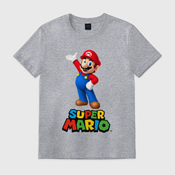 Футболка хлопковая мужская Super Mario, цвет: меланж