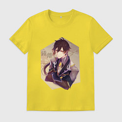 Футболка хлопковая мужская Чжун Ли, цвет: желтый