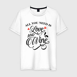 Футболка хлопковая мужская Love and Wine, цвет: белый