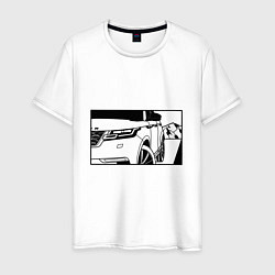 Футболка хлопковая мужская Range Rover Evoque Черно-белый, цвет: белый