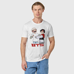 Футболка хлопковая мужская BTS, цвет: белый — фото 2