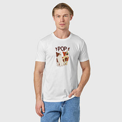 Футболка хлопковая мужская Pop Cat, цвет: белый — фото 2
