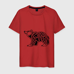 Футболка хлопковая мужская Скандинавский медведь чёрный, цвет: красный