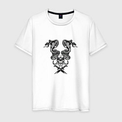 Футболка хлопковая мужская Skull, цвет: белый