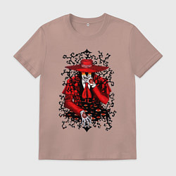 Футболка хлопковая мужская Hellsing Хеллсинг, цвет: пыльно-розовый