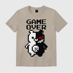 Футболка хлопковая мужская MONOKUMA GAME OVER, цвет: миндальный