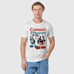 Футболка хлопковая мужская Cuphead & Mugman, цвет: белый — фото 2