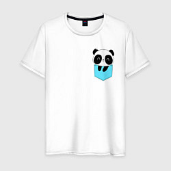 Футболка хлопковая мужская Панда милашка в кармашке, цвет: белый