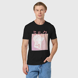 Футболка хлопковая мужская Vaporwave Strawberry Milk, цвет: черный — фото 2