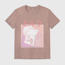 Футболка хлопковая мужская Vaporwave Strawberry Milk, цвет: пыльно-розовый