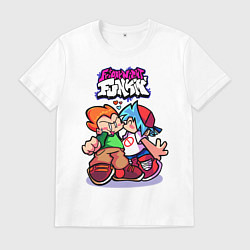 Футболка хлопковая мужская Парень с Подружкой Friday Night Funkin, цвет: белый