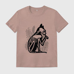 Футболка хлопковая мужская Кот Скелет Cat Skeleton, цвет: пыльно-розовый