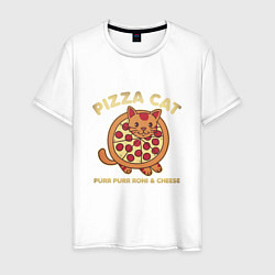 Футболка хлопковая мужская Pizza Cat, цвет: белый