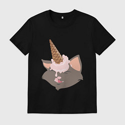 Футболка хлопковая мужская Сладкий котик, цвет: черный