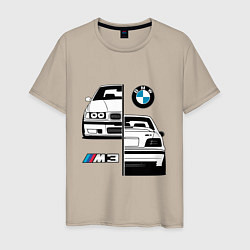 Футболка хлопковая мужская BMW M3 E 36 БМВ М3 E 36, цвет: миндальный