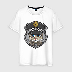 Футболка хлопковая мужская CAT POLICE КОШАЧЬЯ ПОЛИЦИЯ Z, цвет: белый