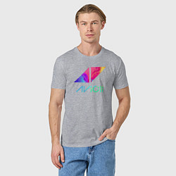 Футболка хлопковая мужская AVICII RAIBOW, цвет: меланж — фото 2