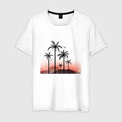 Футболка хлопковая мужская Palm tree, цвет: белый